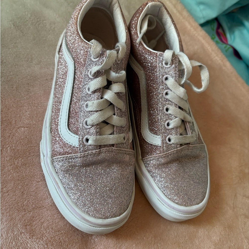 Vans Women's Glitter Sneakers - Pink and White